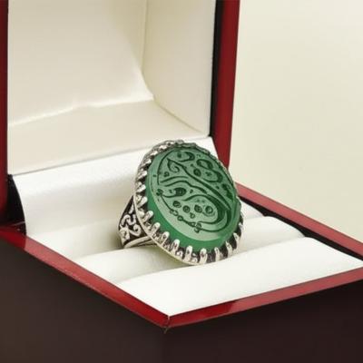 انگشتر عقیق سبز حکاکی یاصاحب الزمان کد 1433