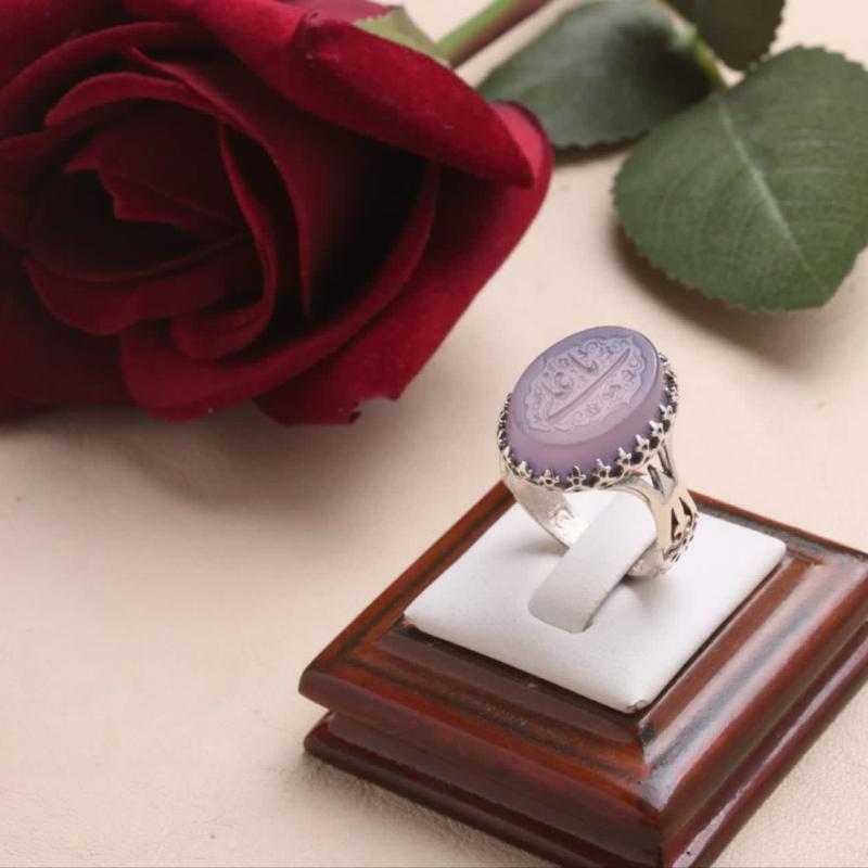 انگشتر عقیق سوسنی با حکاکی یاعلی کد 2205