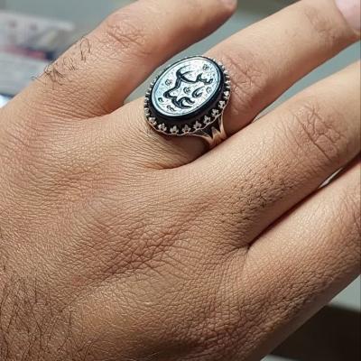 انگشتر نقره باسنگ عقیق مشکی کد 1395
