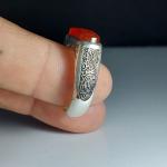 خرید انگشتر عقیق پرتقالی خطی با حکاکی یا‌حسین (ع)؛ طرح کپسولی خاص کد 1873