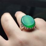 انگشتر عقیق سبز با رکاب پا اردکی؛ تلفیق استحکام و آرامش طبیعت کد 2152