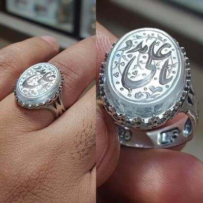 انگشتر نقره باسنگ درنجف باحکاکی یاعلی مدد کد 1448