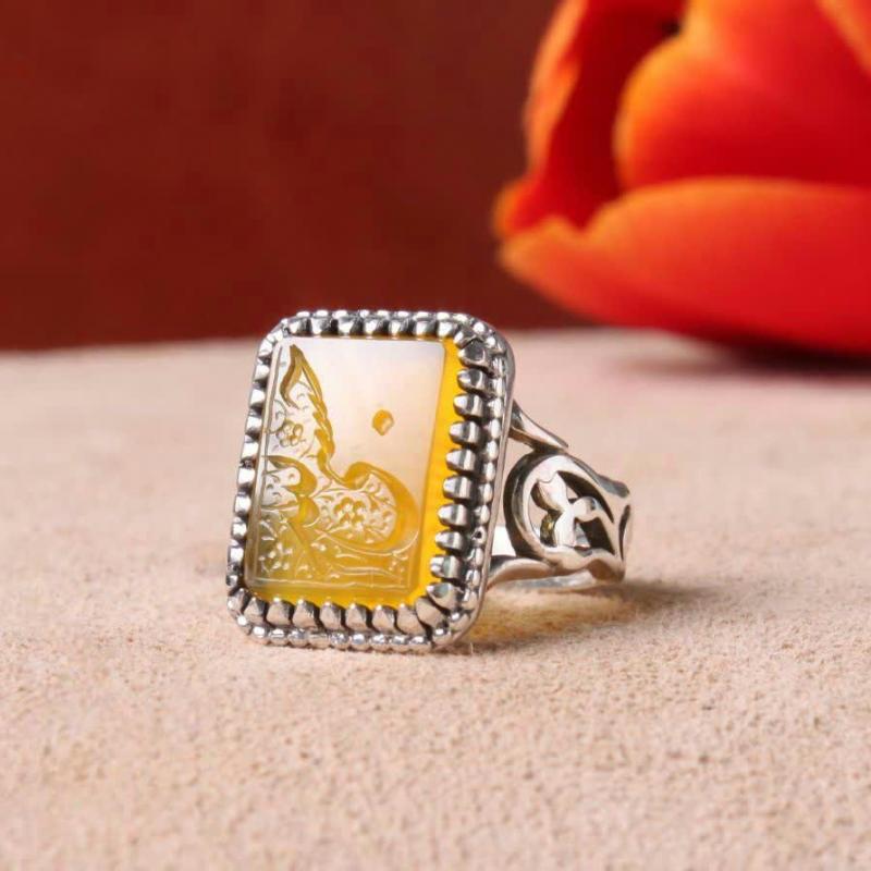 انگشتر شرف الشمس مردانه "میثاق توکل" –  اعظم با حکاکی قدرتمند "حسبی الله" کد 1792