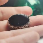 انگشتر نقره عیار 925 با سنگ عقیق مشکی – کد 1039