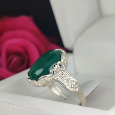 انگشتر زنانه عقیق سبز با کد 4274