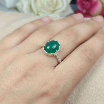 انگشتر عقیق سبز زنانه کد 4275