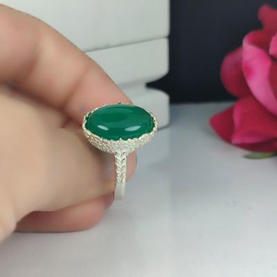انگشتر زنانه عقیق سبز کد 4277