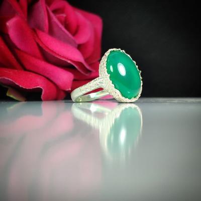 انگشتر عقیق سبز زنانه کد 5242