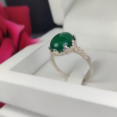 انگشتر عقیق سبز زنانه کد 4276