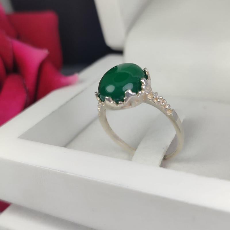 انگشتر عقیق سبز زنانه کد 4276