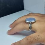 انگشتر نقره عیار 925 با سنگ عقیق آ بی و حکاکی "یا فاطمه الزهرا " – کد 1011